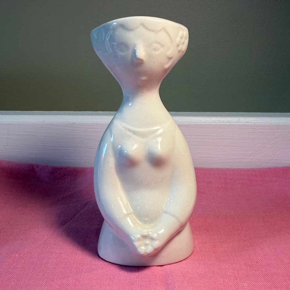 Artistic Unique Ceramic or Porcelain Face Vase Signed Ted Helm